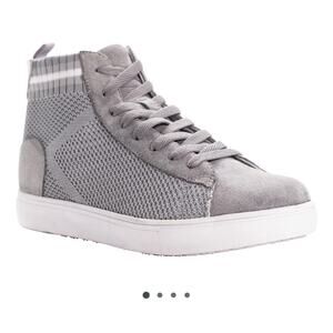 Propet nova platform sneakers knit suede grey high top shoes sporty athletic